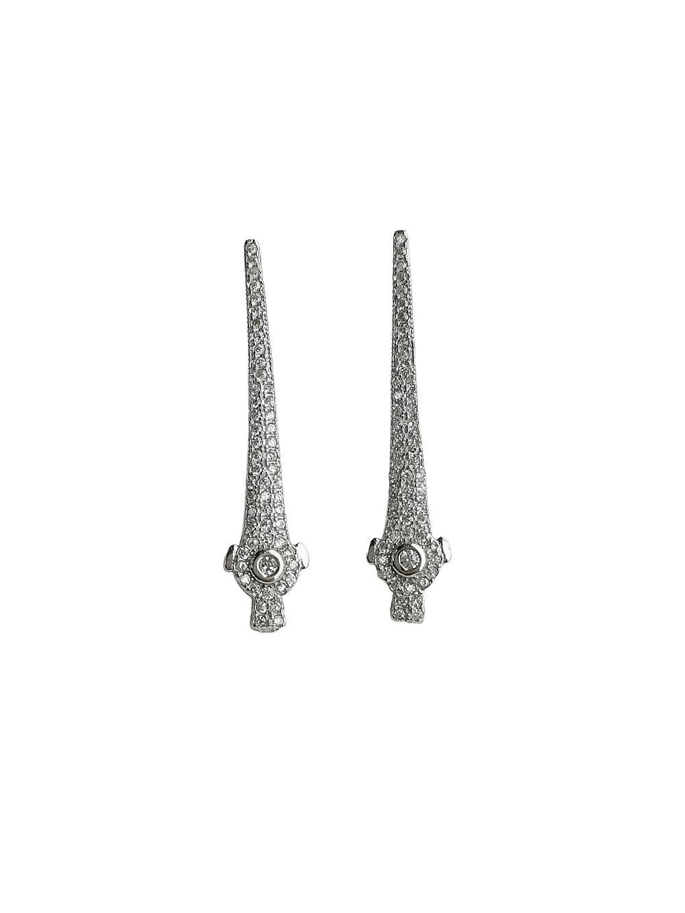 New ART DECO sterling silver cz long  earrings